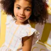 Checked cotton blouse with ruffles B&S for girls, white/yellow/blue/red