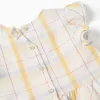 Checked cotton blouse with ruffles B&S for girls, white/yellow/blue/red