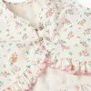 Sleeveless cotton top with floral pattern for girls, light beige