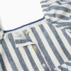 Striped blouse in linen with ruffles You&Me for girls, white/blue