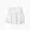 Long sleeve cotton blouse with ruffles and embroidery for girls, white