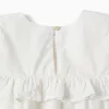 Long sleeve cotton blouse with ruffles and embroidery for girls, white