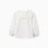 Long sleeve cotton shirt with square collar B&S for girls, white