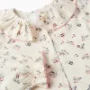 Long sleeve cotton blouse with floral pattern for girls, white