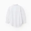 Long sleeve poplin shirt with dropped shoulders for girls, white