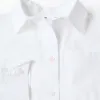 Long sleeve poplin shirt with dropped shoulders for girls, white