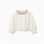 Long sleeve cotton blouse with embroidered collar for girls, white