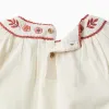 Long sleeve cotton blouse with embroidered collar for girls, white