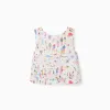 Sleeveless cotton top with print Carolina Celas x Zippy for girls, white