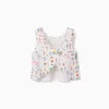 Sleeveless cotton top with print Carolina Celas x Zippy for girls, white