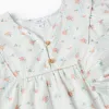Cotton Dress with Check and Flowers for Girls 'B&S', White