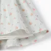 Cotton Dress with Check and Flowers for Girls 'B&S', White