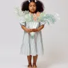 Striped Cotton Dress for Girls 'B&S', Green/White/Orange