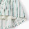 Striped Cotton Dress for Girls 'B&S', Green/White/Orange