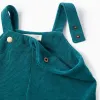 Interlock knit dungarees with patch pockets for girls, blue