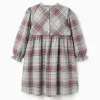 Cotton dress with ruffles and check 'B&S' for girls, multicolour