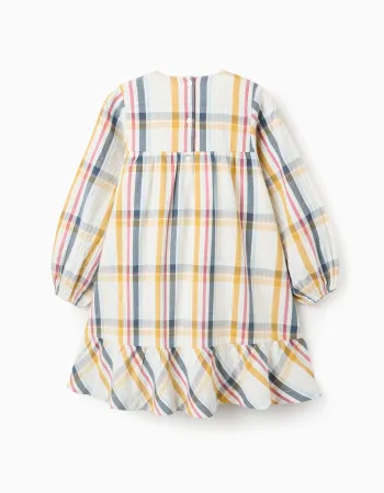 Cotton Checked Dress for Girls 'B&S', Multicolour