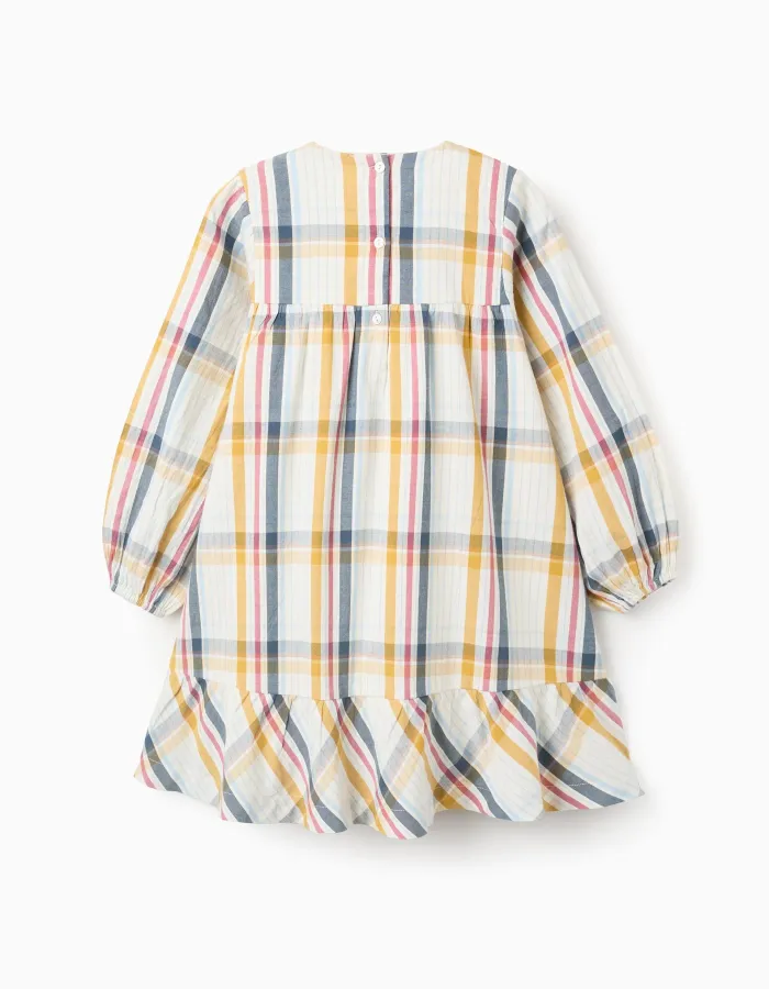 Cotton Checked Dress for Girls 'B&S', Multicolour