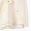 Dress with cape sleeves and floral appliqué for girls, light beige