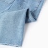 Wide leg denim dungarees with frayed hems for girls, light blue