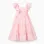 Cotton A-line dress with floral motif and ruffles for girls, pink
