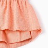 Cotton Swiss dot dress with cut-outs for girls, salmon orange