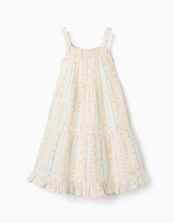 Cotton sleeveless dress with floral pattern for girls, multicolour