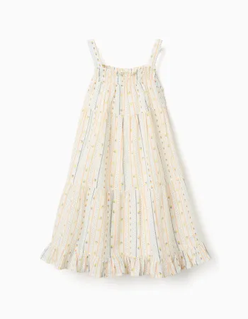 Cotton sleeveless dress with floral pattern for girls, multicolour