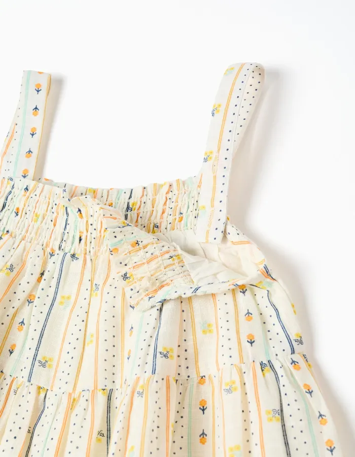 Cotton sleeveless dress with floral pattern for girls, multicolour