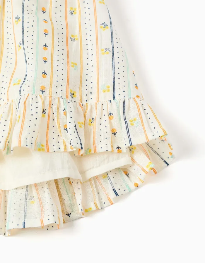 Cotton sleeveless dress with floral pattern for girls, multicolour