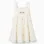 Cotton and linen dress with embroidered flowers for girls, light beige