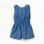 Denim playsuit with elasticated waistband and cut-out for girls, blue