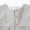 Striped cotton dress with puffy sleeves B&S for girls, white/grey