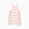 Striped cotton playsuit with front pockets for girls, multicolour
