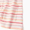 Striped cotton playsuit with front pockets for girls, multicolour