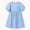 Cotton dress with embroidery and balloon sleeves for girls, light blue