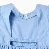 Cotton dress with embroidery and balloon sleeves for girls, light blue