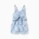 Denim playsuit with checkered pattern and ruffles for girls, blue