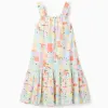 Sleeveless cotton dress with colourful print for girls, multicolour