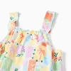 Sleeveless cotton dress with colourful print for girls, multicolour