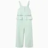 Sleeveless cotton and linen jumpsuit for girls, light green