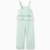 Sleeveless cotton and linen jumpsuit for girls, light green