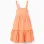 Sleeveless cotton dress with ruffled straps for girls, orange