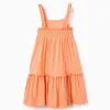 Sleeveless cotton dress with ruffled straps for girls, orange