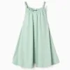 Short sleeveless cotton jumpsuit for girls, light green