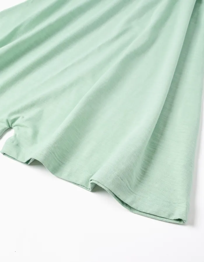 Short sleeveless cotton jumpsuit for girls, light green