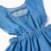Sleeveless Short Denim Dress with Slits for Girls, Blue