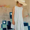 Sleeveless cotton dress with ethnic stripes B&S for girls, multicolour