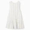 Sleeveless cotton dress with ethnic stripes B&S for girls, multicolour