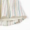 Sleeveless cotton dress with ethnic stripes B&S for girls, multicolour